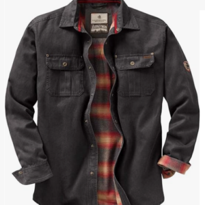 Mens Flannel Lined Shirt Jacket Waxed Cotton Water Resistant