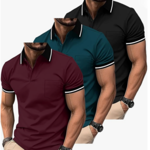 3 Pack Men Shirts Short Sleeve with Pocket